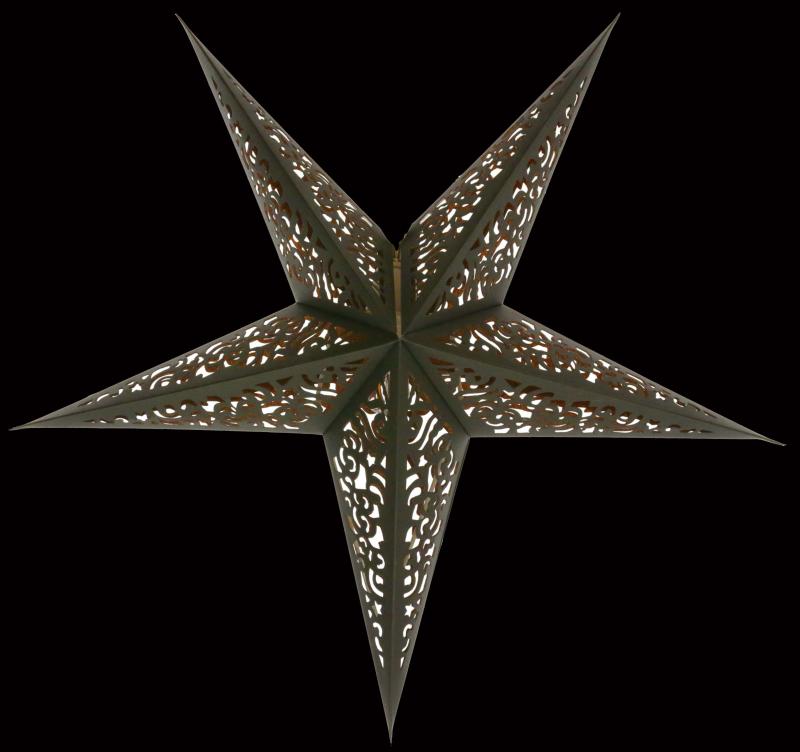 Baby Kala Black / Copperglitter - Foldable glowing Paperstar with 5 points, 40 cm